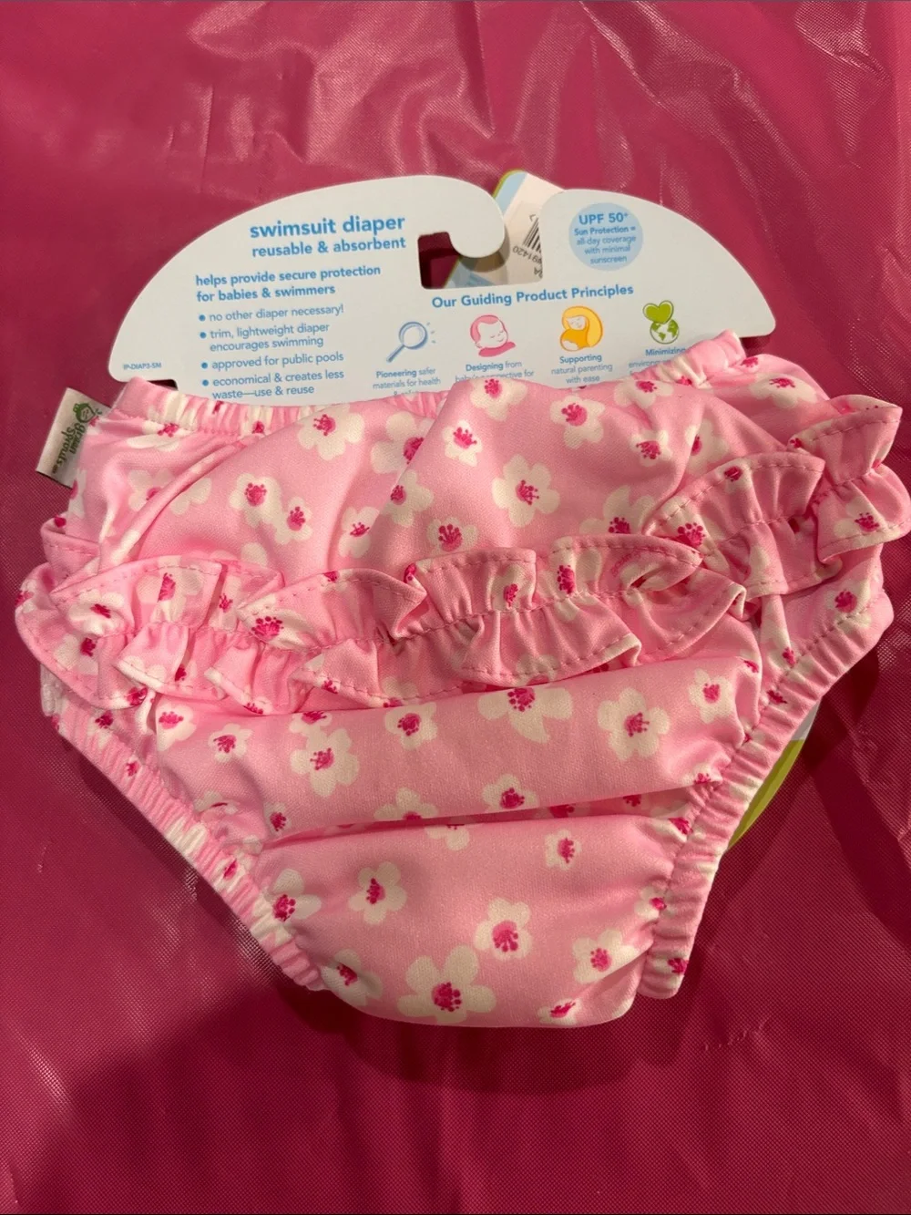i play. Pink Floral Reusable Swim Diaper - Baby Swim Cover